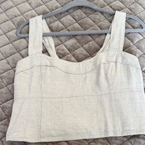 Elegant Cream tan linen crop top by Abercrombie